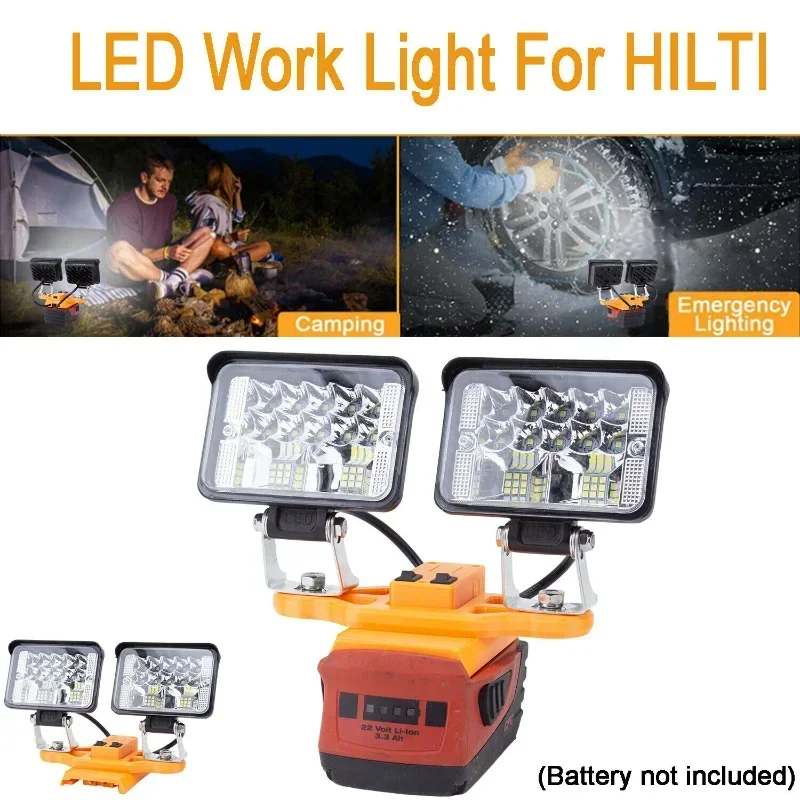 LED Work Light For HILTI 22V B22 CPC Li-ion Battery with USB Port Outdoor Lamp 5600LM w/USB Dual-head (Not include battery)