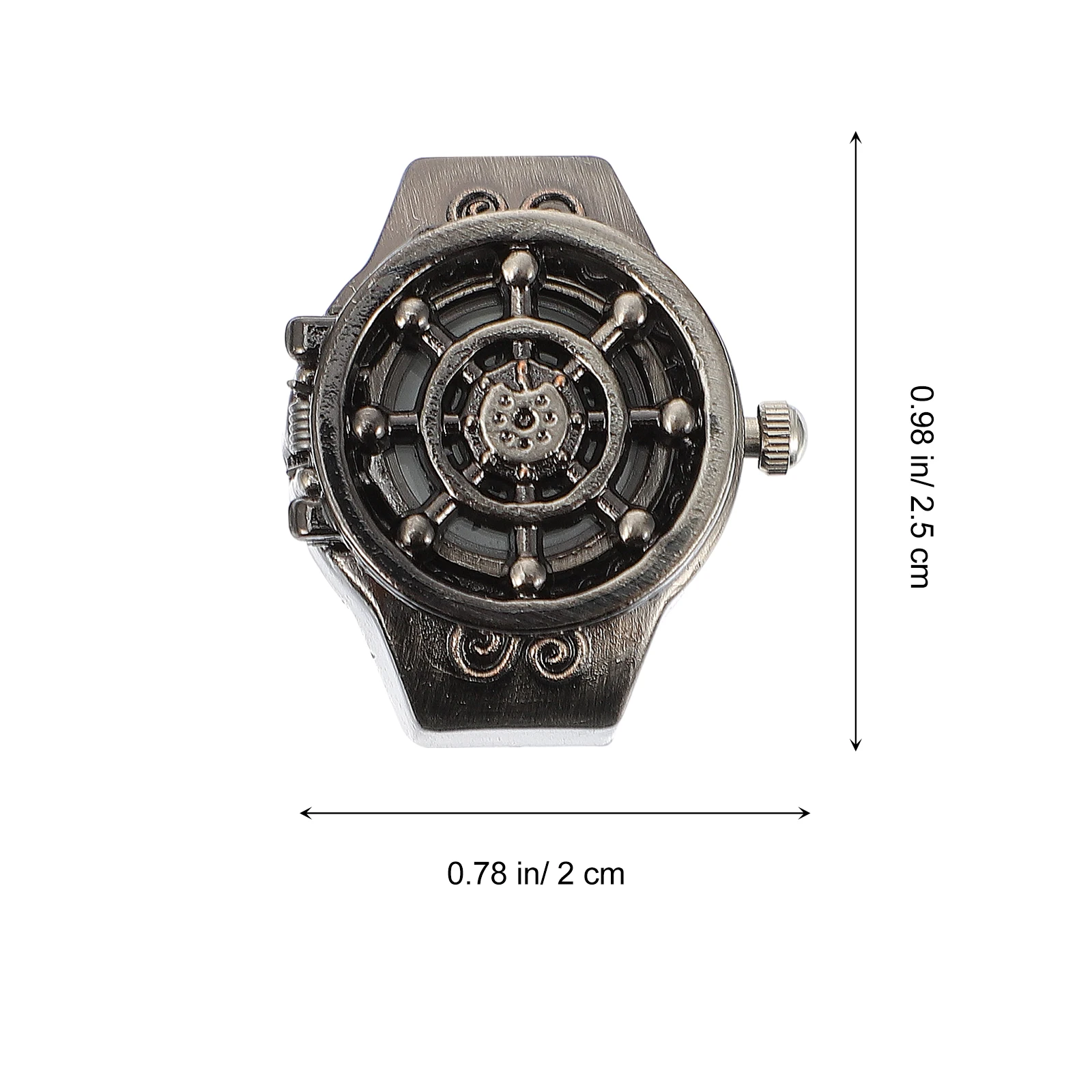 

2Pcs Zinc Ship Fashion Watch Ring Wheel Ring Watch Fashionable Decorative Ladies Quartz Watches Long Service Life