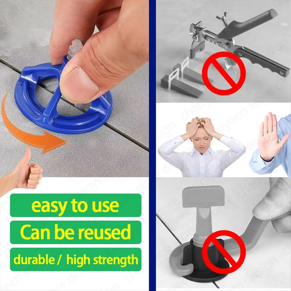 KSOL 150Pc Ceramic Tile Leveling System Clips Spacers Straps Spiral Wadge for Tile Laying Wall Floor Fixing Construction Tool