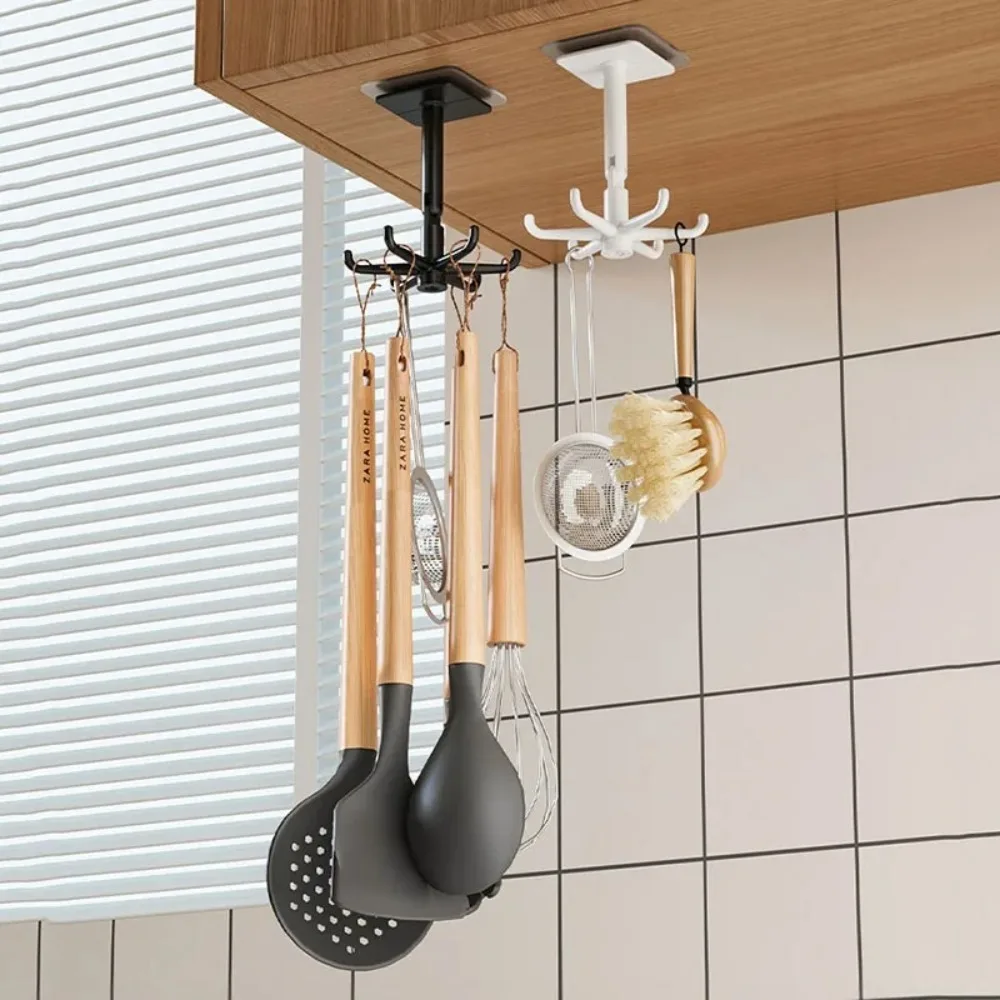 1/2 Piece Hook No Punch No Mark Sticker Rotate 360 degrees Storage Kitchen Items Home and Kitchen Organization Hooks Gadgets