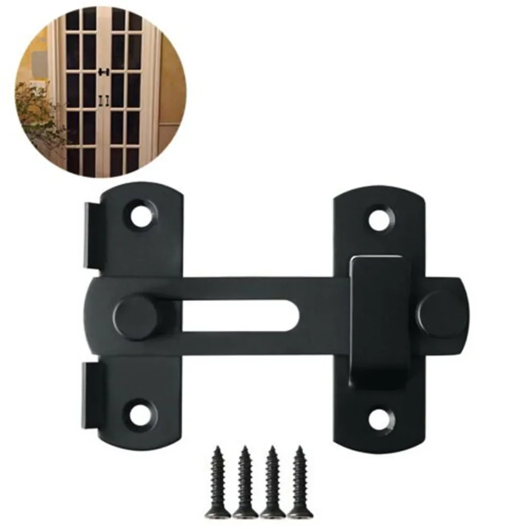 

Stainless Steel Matte Black Door Latch Locks,Bifold Slide Gate Latch Lock,Safety Door Bolt Latch Lock 4 X Screws Home Hardware