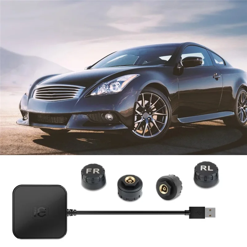 

【2025 НОВИНКА】USB для Android Автомобильный DVD Система контроля давления в шинах TPMS с 4 внешними датчиками 0-116PSI Беспроводная передача