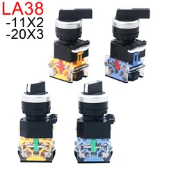 LA38-11X2 22mm Rotary Knob Switch 1NO1NC/2NO LA38-20X3 Self-locking Self-reset Switches 2/3 Positions Selector Switch 10A 400V