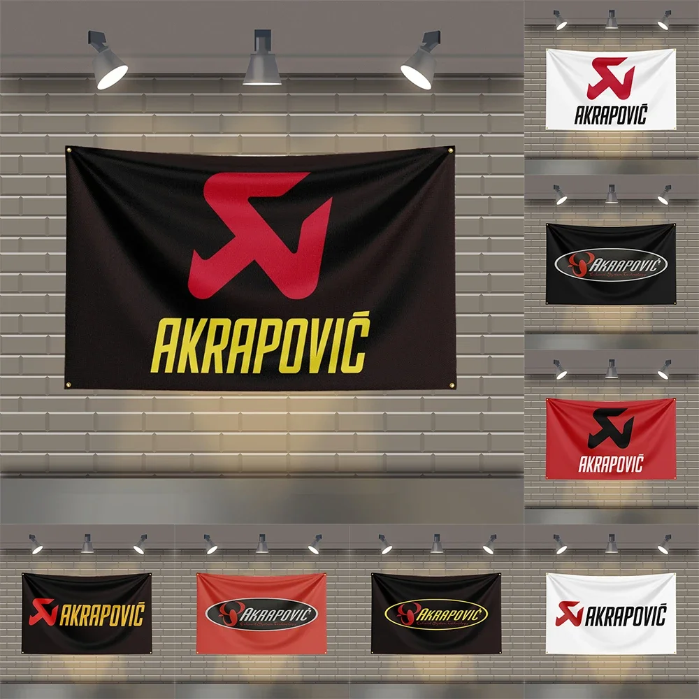 3x5 FT Akrapovic Flag Polyester Printed Auto Parts  Flags for Room Garage Decor