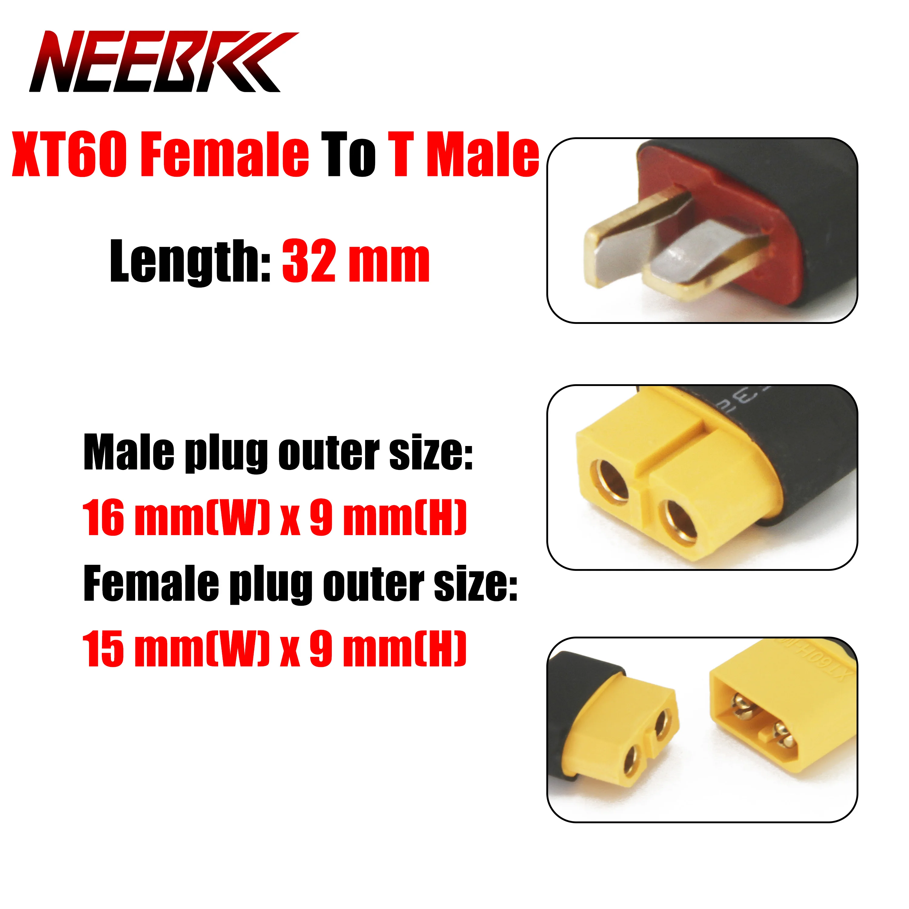 

XT60 Female To T Male Plug Adapter Parallel Connector Lipo Battery Charger Converter DIY RC Car Part Plane Accessories ESC Motor