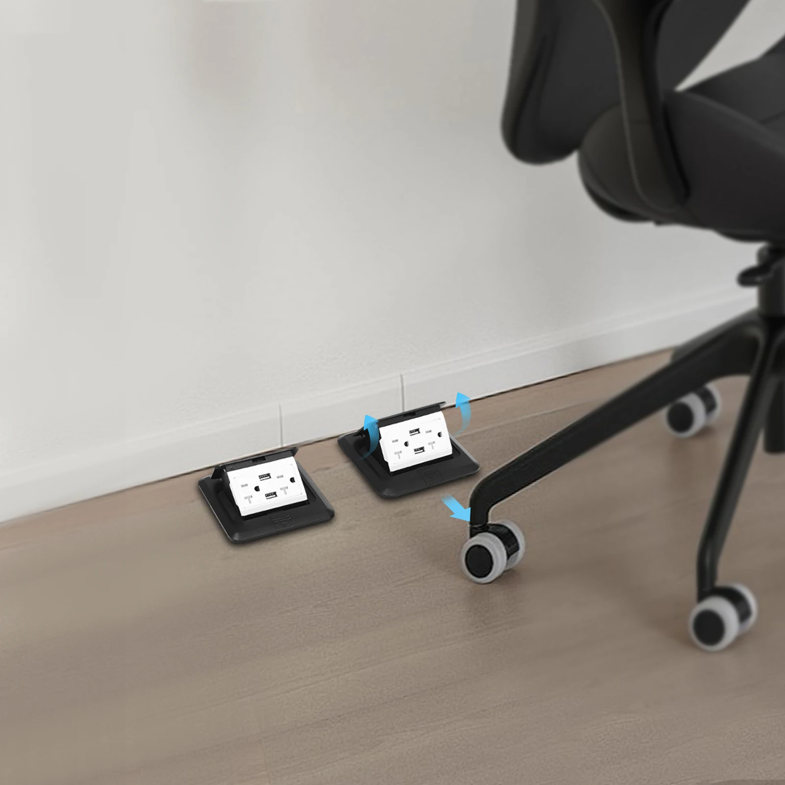 Prises USB de sol escamotables, 2 pièces, prises cachées, 125V, 4000W, boîte de couverture électrique en acier inoxydable, kit de prise pour dessus de seau, 20A