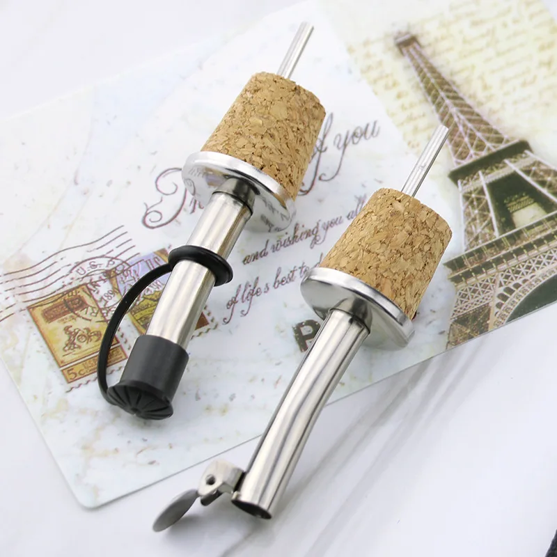 Stainless Steel Cork Wine Bottle Stopper Dust Plug Oil Barware Suit