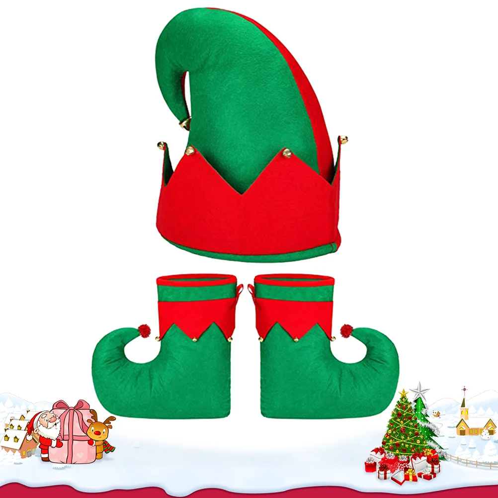 3 Pcs Christmas Shoes and Hats Themed Costume Party for Chirastmas Clothing Chirstmas Ball