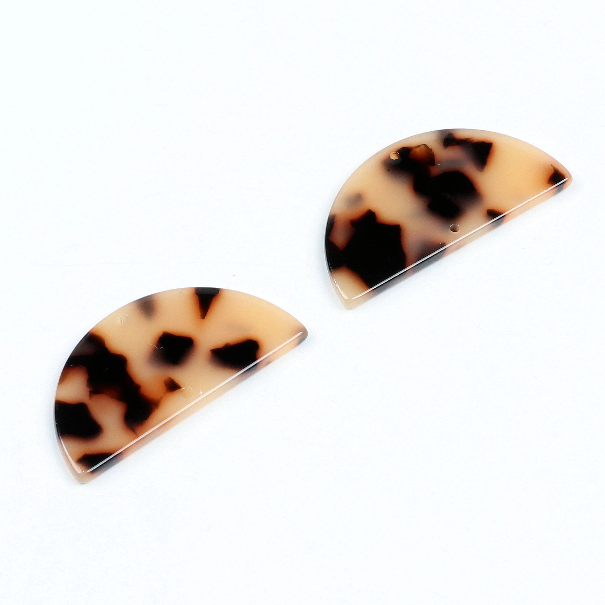 Tortoise Shell Earrings Charm,Acetate Acrylic Semicircle Connectors,Half Circle Discs,2Hole,Semi-Circle Earring ,20x40mm,ACE-223