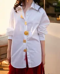 2025 Spring Trend New Cotton Blouses Shirts For Women Long Sleeve Loose Casual Shirts Tops Camisas De Mujer