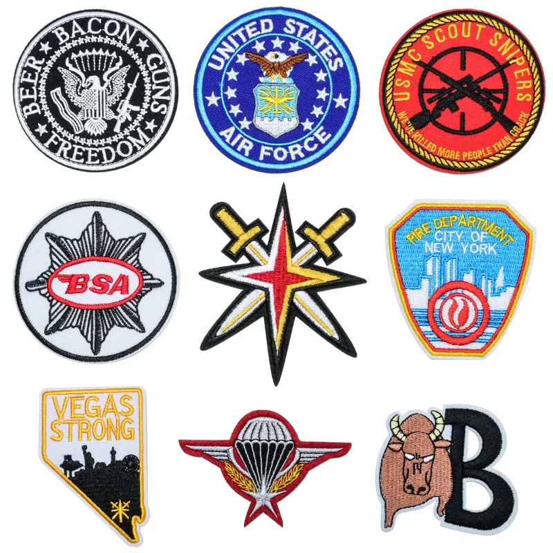 30pcs/Lot Luxury Embroidery Patch Letter Eagle Bull Force Star Label Shirt Bag Clothing Decoration Accessory Craft Diy Applique