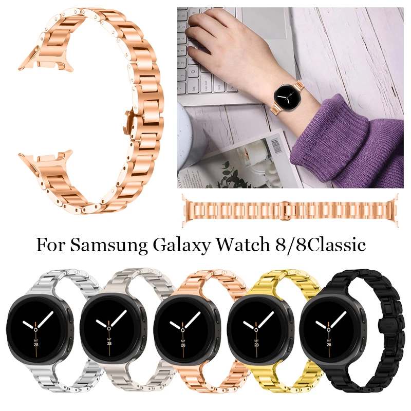 Для Samsung Galaxy Watch 8 40 мм 44 мм ремешок для часов из нержавеющей стали с круглой пряжкой браслет Correa для часов 8 классический ремешок 46 мм