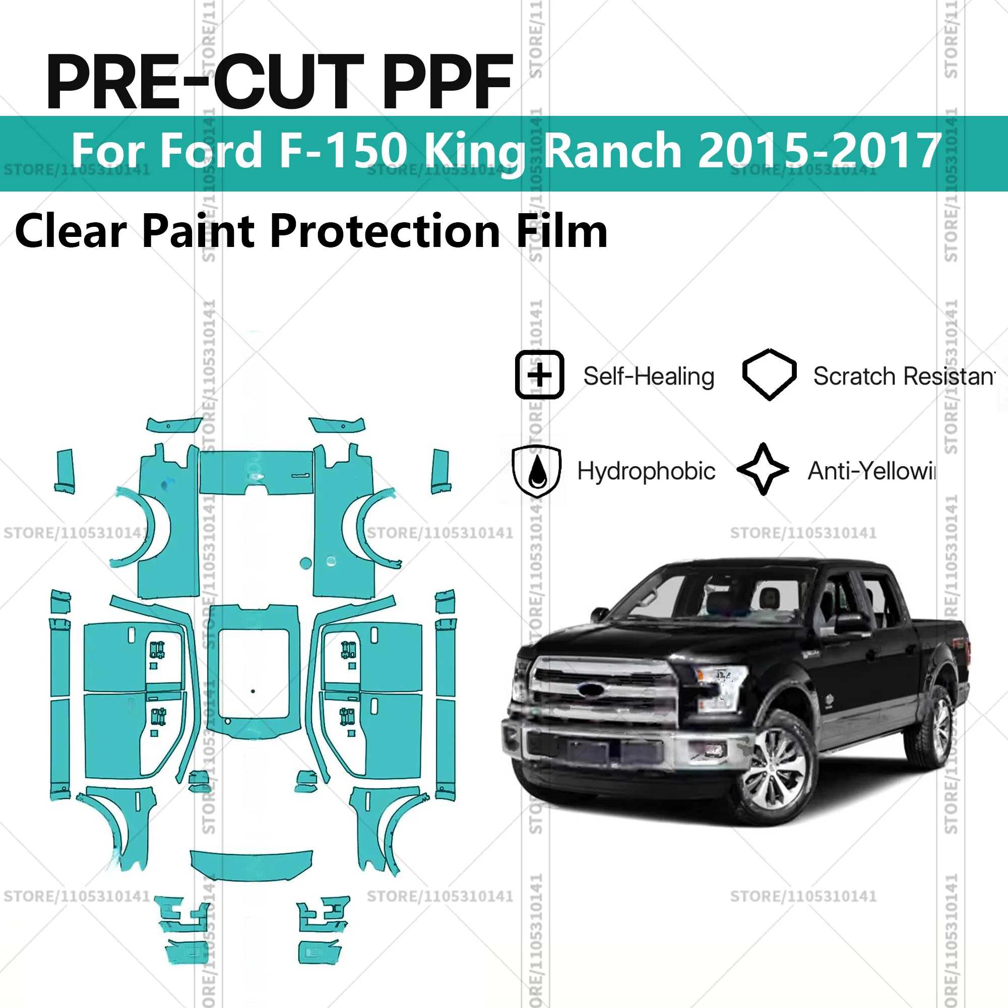 Pre-Cut Paint Protection Film PPF Transparent Car Film Professional Automotive  PPF For Ford F-150 King Ranch 2015-2017