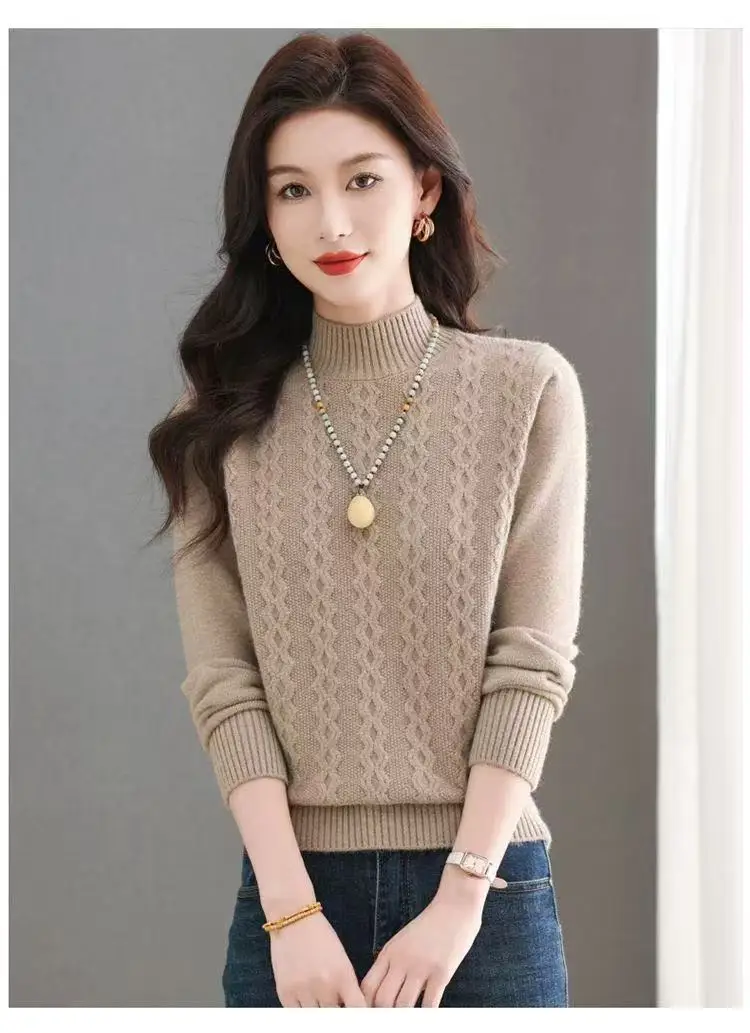 セーター レディース 韓国ファッション ハーフハイネック プルオーバー プル ファム 2025 秋 無地 長袖トップス