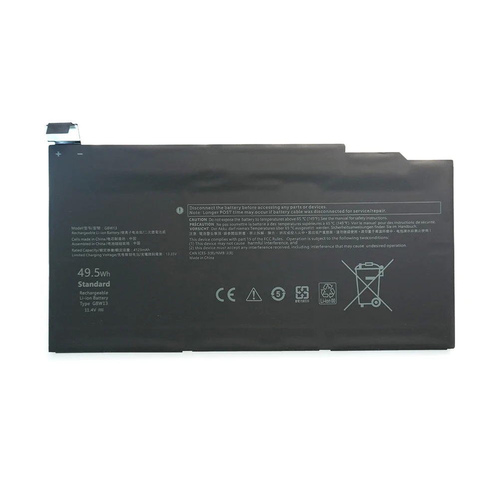 G8W13 11.4V 49.5Wh 4123mAh OEM Laptop Battery For Dell XPS 13 9315 2-in-1 Series 07HFP9 31CP4/75/101 Free tools