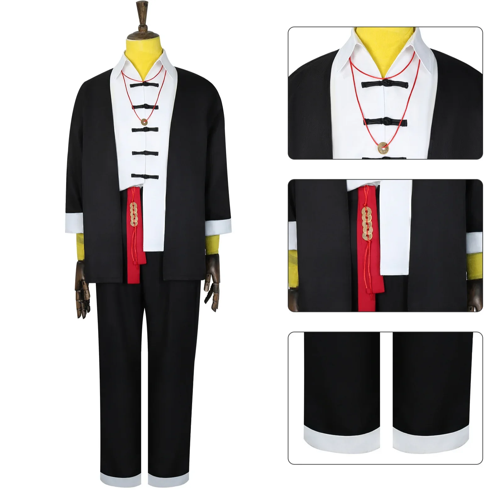 Ziche Fuzhao Cosplay Fantasia de açougueiro vaidade ‌   Cabeça de jogo sete contos uniforme peruca anime terno de festa de Halloween ﻿ Roupas masculinas e femininas porque