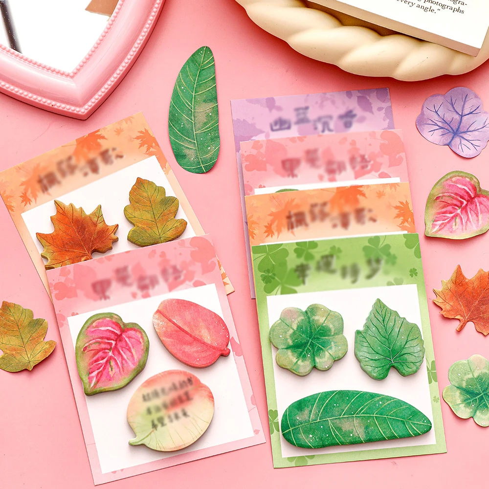 ملاحظة لاصقة مكونة من أوراق شجر مقلدة للطلاب، أوراق القيقب اللطيفة، أوراق الجنكة، ملاحظات الرسائل، الملاحظات اللاصقة