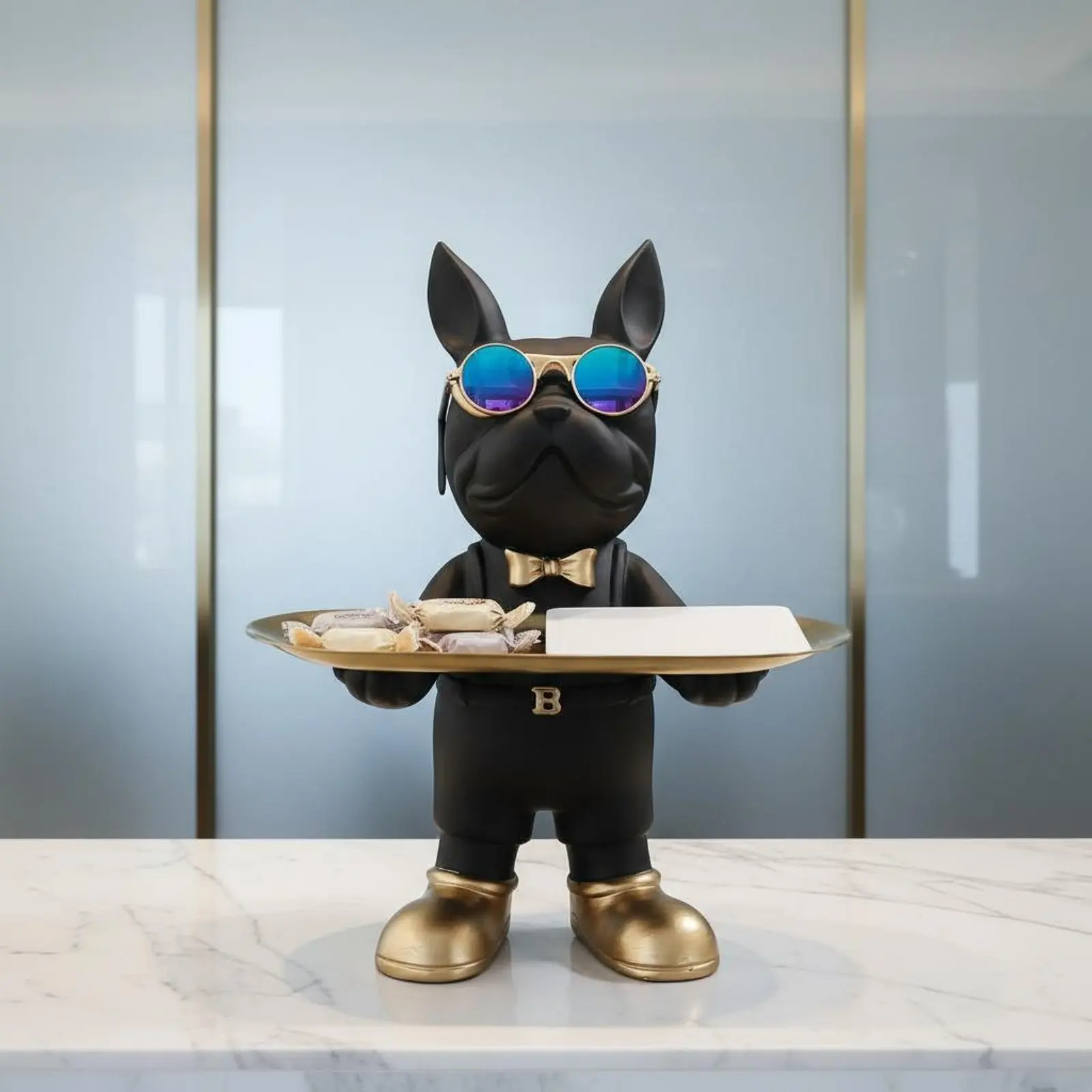 

Dog Figurine Key Holder Housewarming Gift Canine Butler Tray Entryway Storage Statue Easy to Clean Resin Butler Figurine