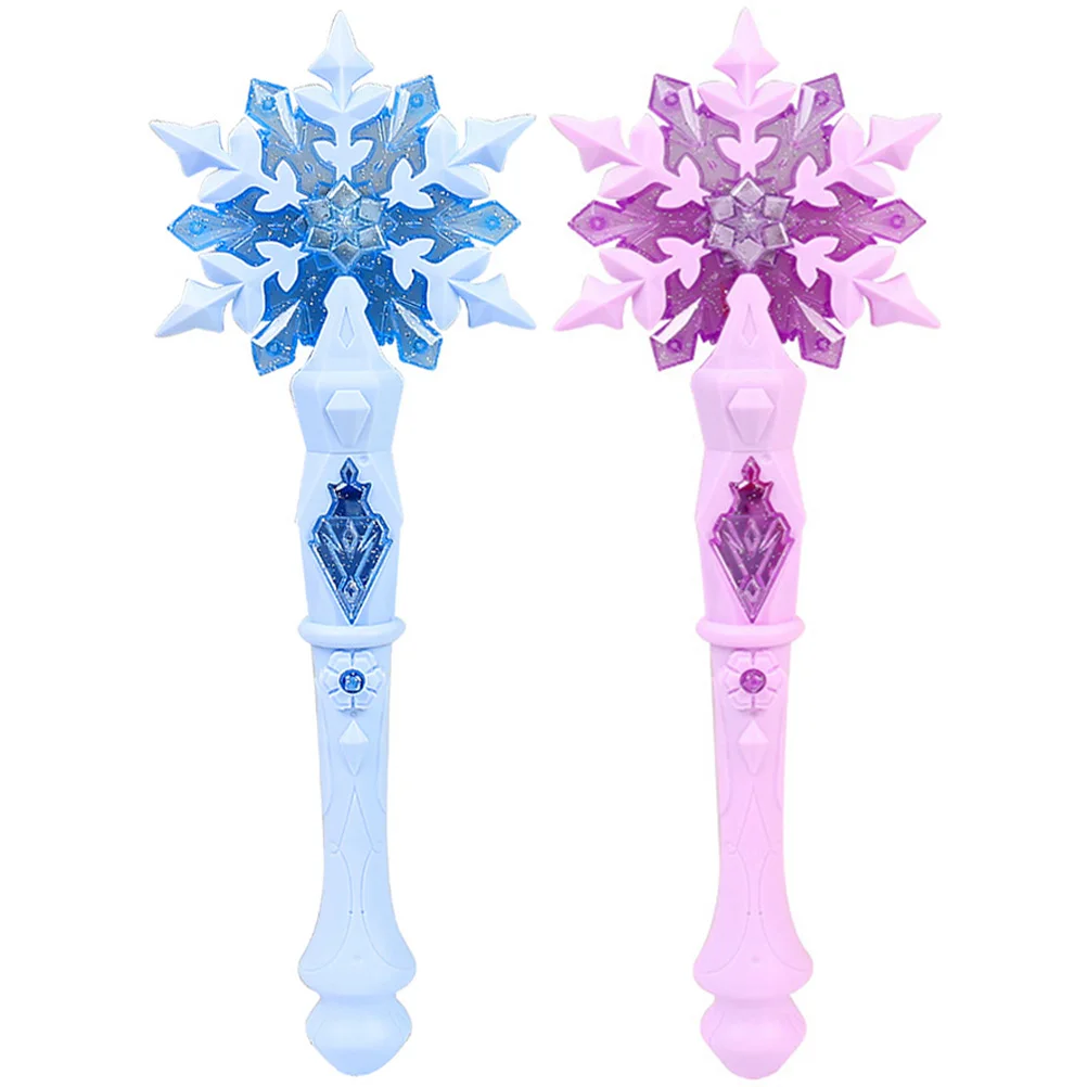 2Pcs Princess Snow Wand Toy Snowflake Glowing Fairy Wands Snowflake Light Sticks Girl Fairy Cosplay prop Christmas Birthday Gift