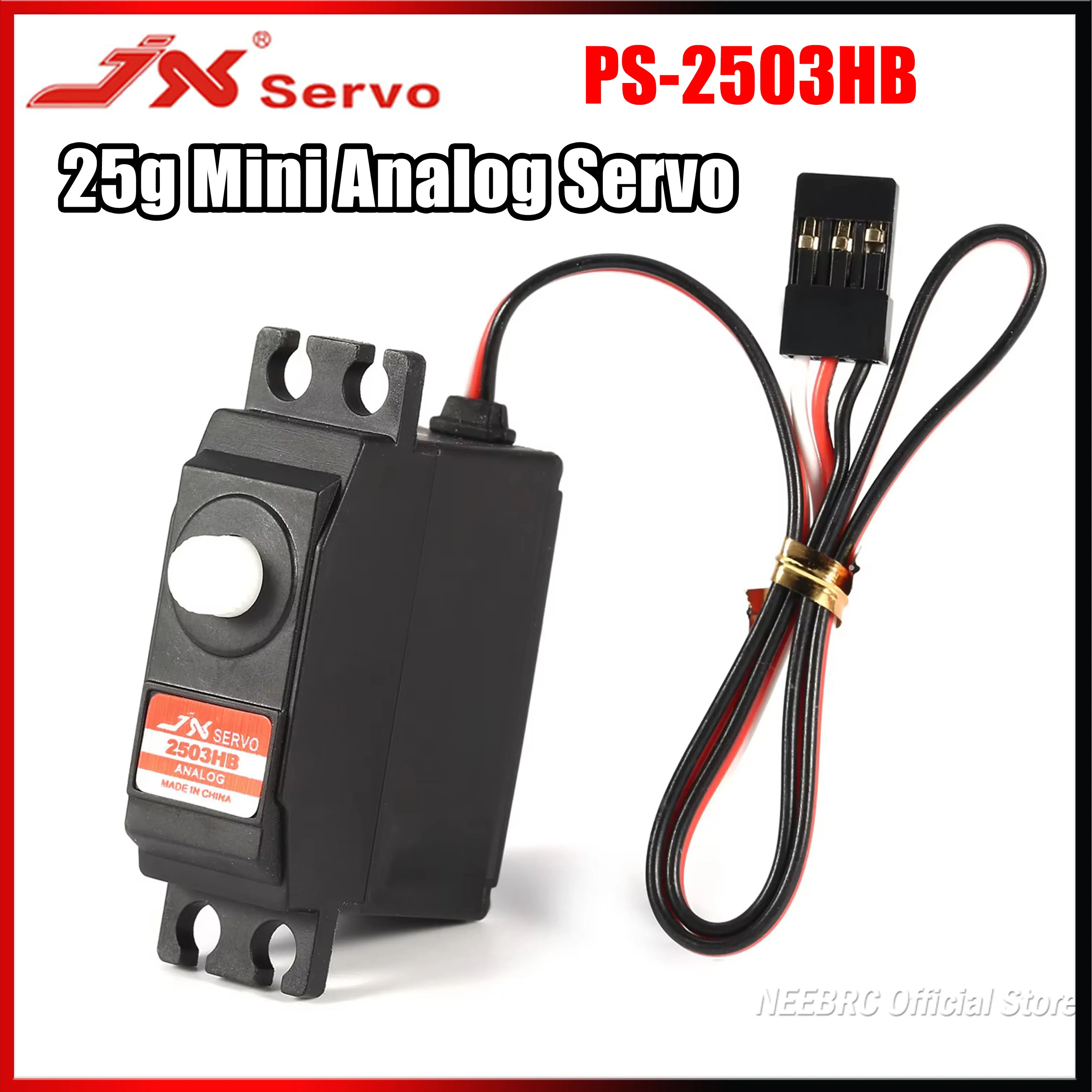 JX PS-2503HB 25g 3.35kg Mini Servo Plástico Engranaje Analógico 4.8V-6V 0.10 Sec/60 °   Motor central para pieza de robot de barco, avión, coche RC 1/12