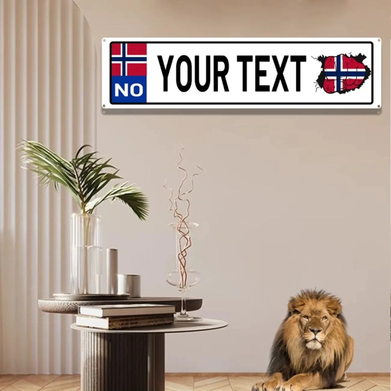 Personalized Norway Style Metal Sign Custom Engraved Nameplate Logo Plaque Room Decor (For Decoration Only)