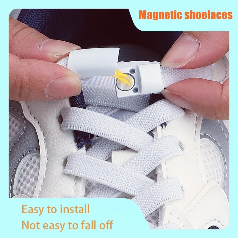 

Magnetic Shoelaces without ties Elastic Laces Sneakers Outdoor hiking No Tie Shoe laces Kids Adult Wide Shoelace Shoe Accessorie