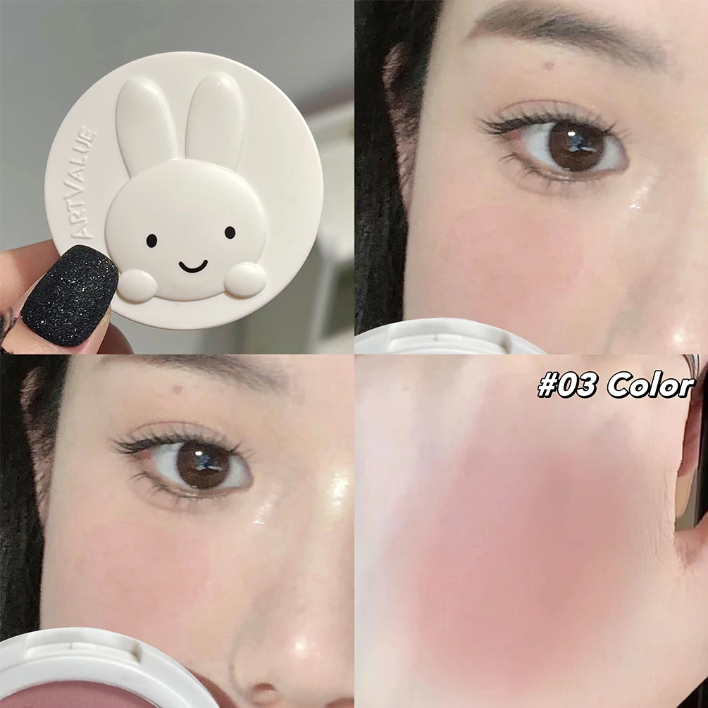 Tavolozza di fard monocromatico Matte Peach Rouge Simpatico coniglietto Rosa Rosso Guancia Tinta Fard in polvere Naturale Viso Contouring Ombra Trucco