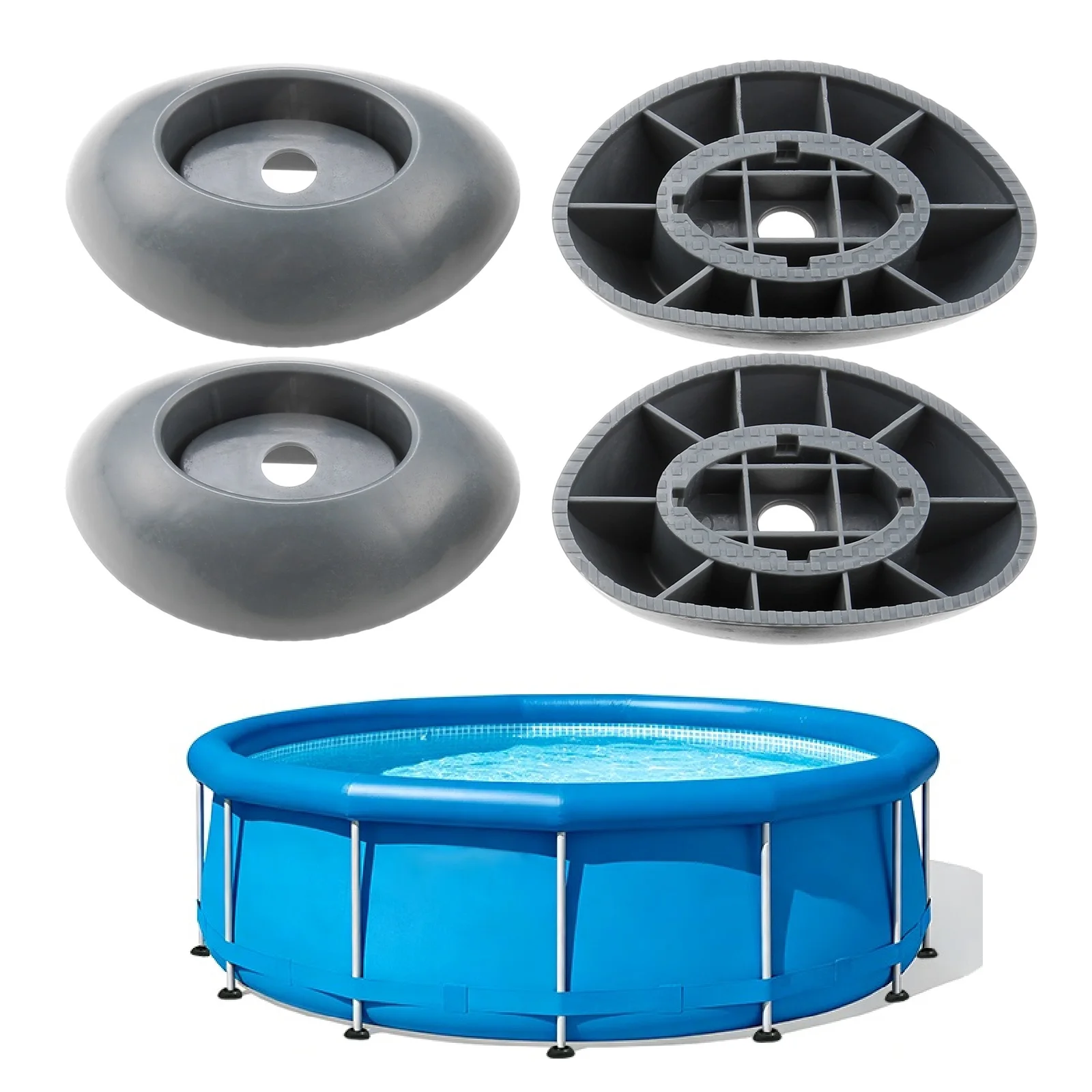 4pcs Above Ground Pool Leg Cap Grey ABS Replacement Leg Cover for Bestway Steel Pro MAX & Power Steel 16Ft 18Ft x48In Frame Pool