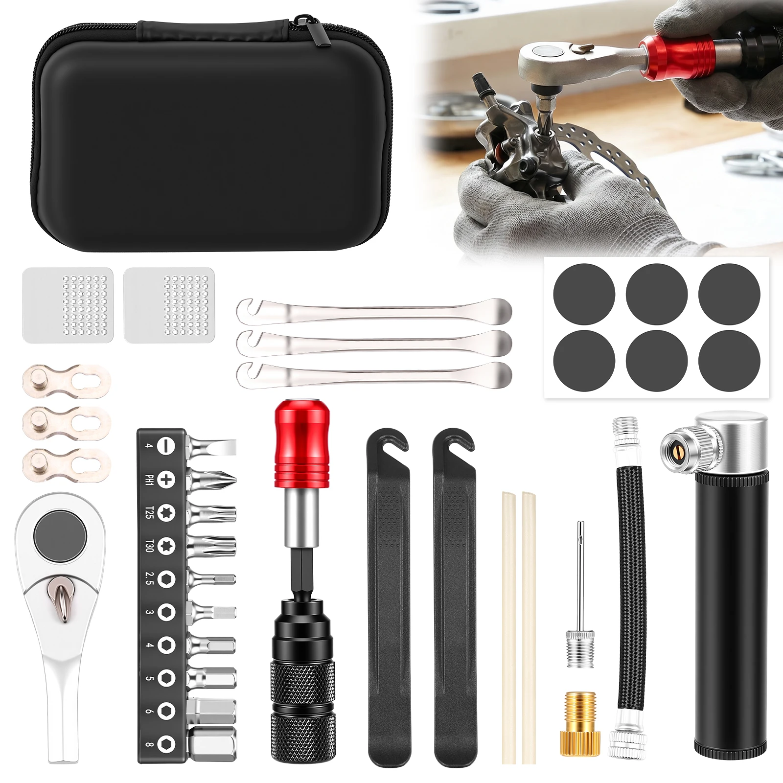 

Bike Repair Tool Kit with 10 S2 Steel Bit Multitool for Bicycle MTB Road Cycling Portable Multifunction Tool Set in One Safety