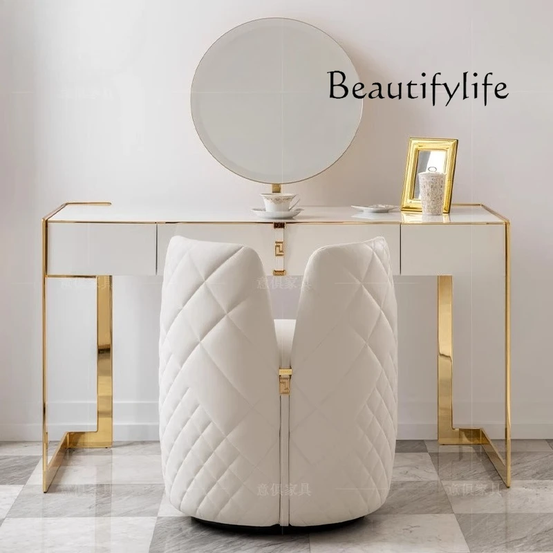 

Italian cream style dresser modern simple bedroom solid wood makeup table large apartment furniture