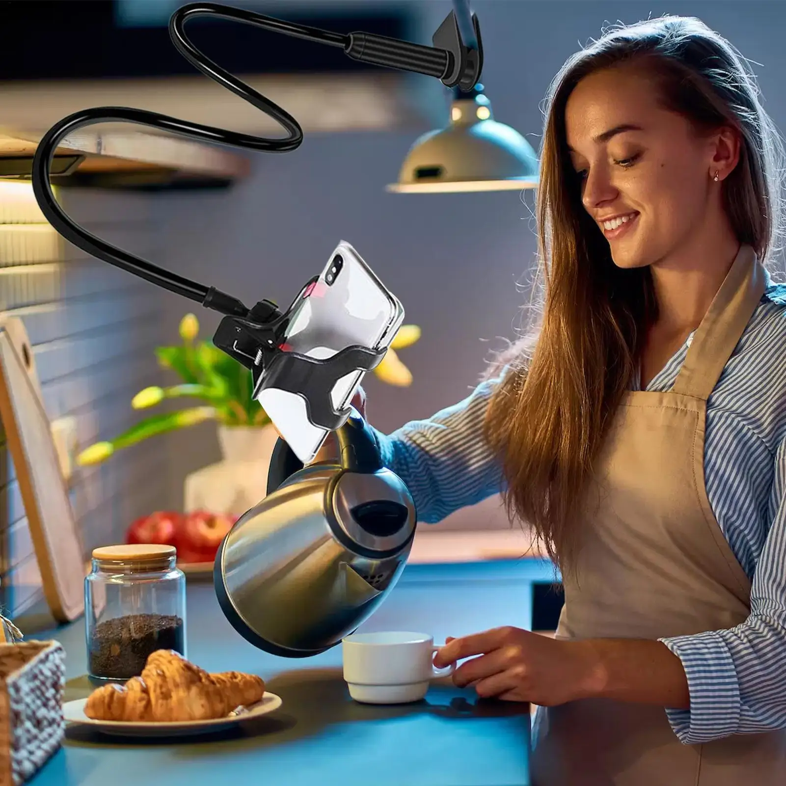 Lazy Bedside Phone Holder Universal Flexible Clip Holder Adjustable Phone Stand For Live Streaming And Watching TV Shows view 2