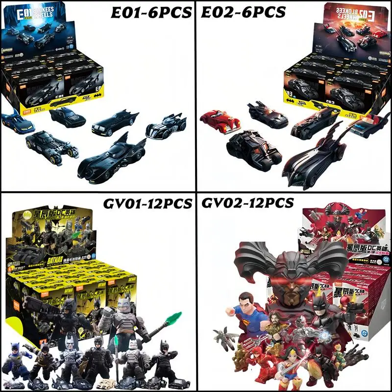 Blokees DC Marvel Hero Batman Star Edition Series, Caja Sorpresa de Juguetes E01/E02, 6 Piezas, Juguete Coleccionable de Motocicleta de Batman, Regalo Perfecto