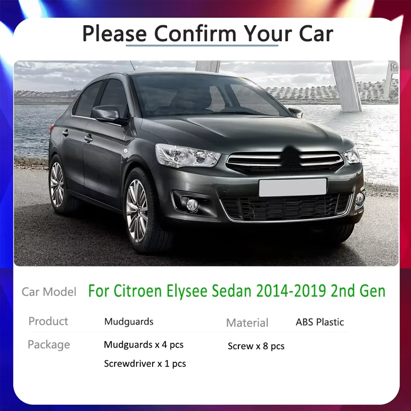 واقيات الطين للسيارة لسيتروين إليزيه 2014 ~ 2019 2015 2016 2017 ملحقات حماية Mudflap Slapsh ملصقات السلع التلقائية #2