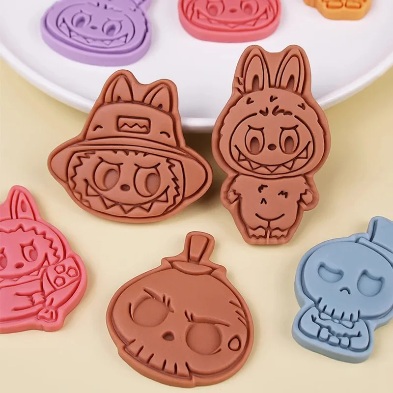 1Pcs The Monsters Labubu Cookie Cutter Cartoon Figure Heads Mold for Baking Biscuits Kawaii Zimomo Mokoko Cake Tools Accessories