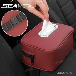 SEAMETAL Car Tissue Holder Back Seat/Arm Rest Zipper Tissue Case Adjutsable Strap Universal Auto Napkin Holder Storage Organizer
