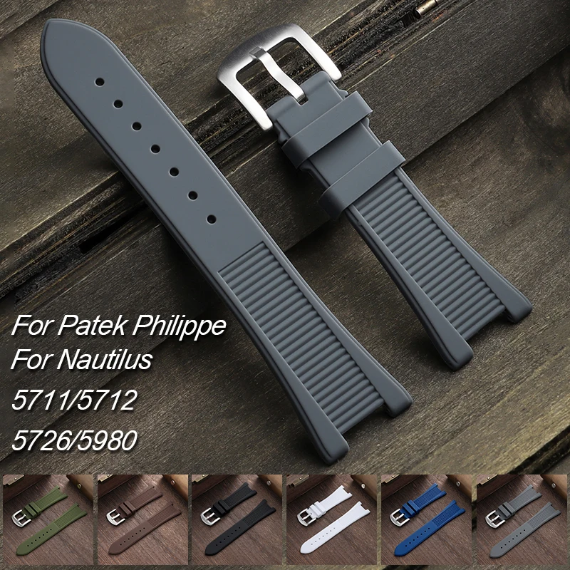 Silicone Watch Strap 25*13mm for Patek Philippe Nautilus 5711 5712 5726 5980 Band Waterproof Wristband Rubber Bracelet Accessory