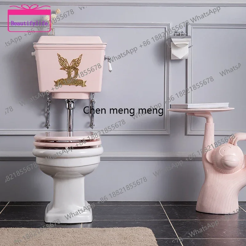 

YL F185 Butterfly Tao British Style Retro Toilet Pink Aluminum Alloy Water Tank Split Toilet