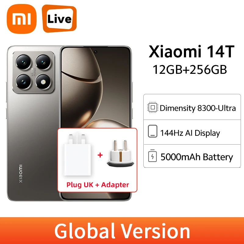 Xiaomi 14T Global Version MediaTek Dimensity 8300-Ultra 50MP Leica Main Camera 5000mAh 67W HyperCharge 5G NFC 144Hz Smartphone