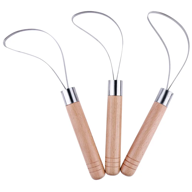 1PC Wood Pottery Clay Sculpture Big Loop Tool with Steel Flat Surface Multipurpose DIY Craft Carving Tool for Art And Design
