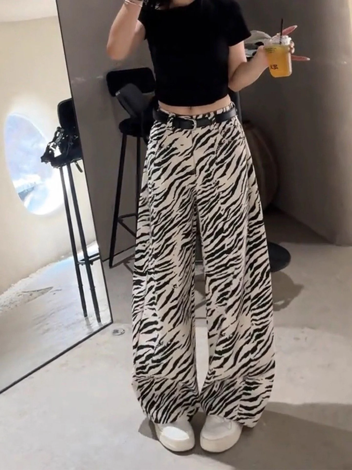 American Retro Wide Leg Straight Cut High Waist Denim Jeans Women's Autumn New Loose Fit Versatile High Waist Floor-Length Pants