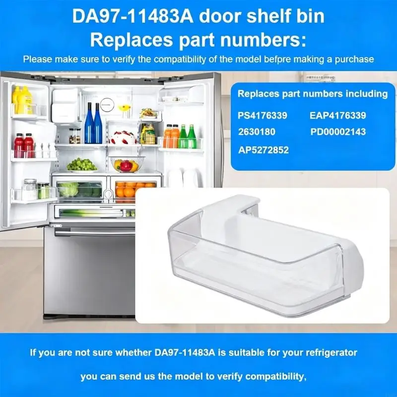 Refrigerator Door Basket DA97-11483A, Single Plastic Shelf Bin Replacement, 13.78 x 8.58 x 3.71 Inches for Restoring Practical