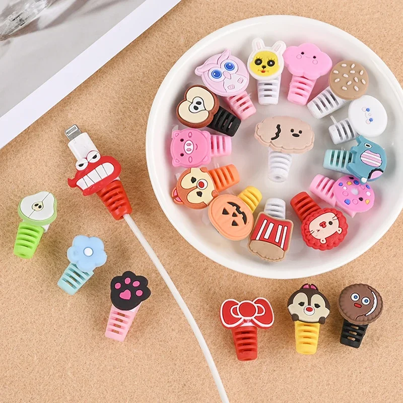 Cartoon Animal Charger Cable Sleeve For USB Charging Data Wire Protection Cover Case For Data Line Cable Winder Clip