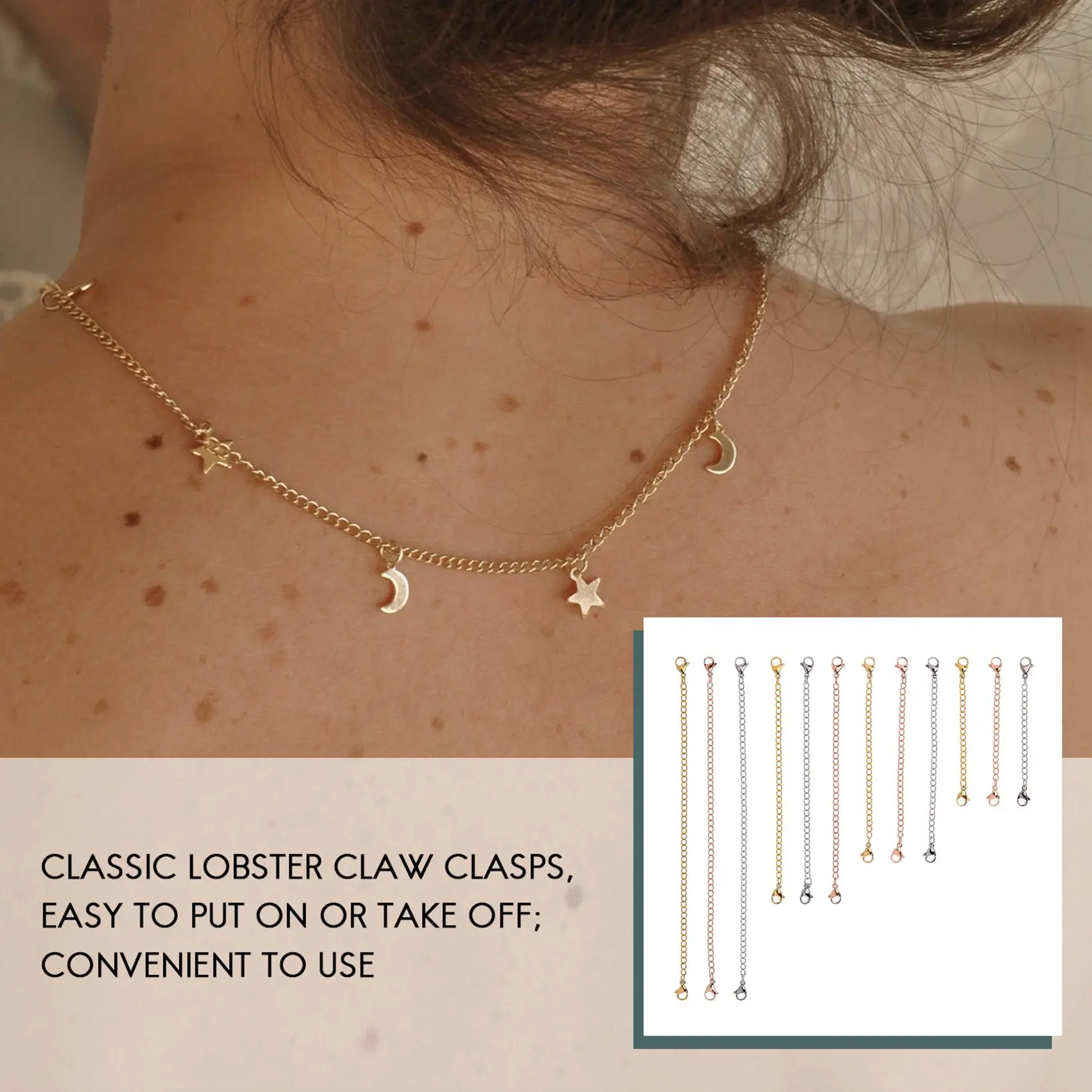 12 Pcs Stainless Steel Necklace Extender Bracelet Extender Extender Chain Set 4 Different Length: 6 Inch 4 Inch 3 Inch 2 Inch (4