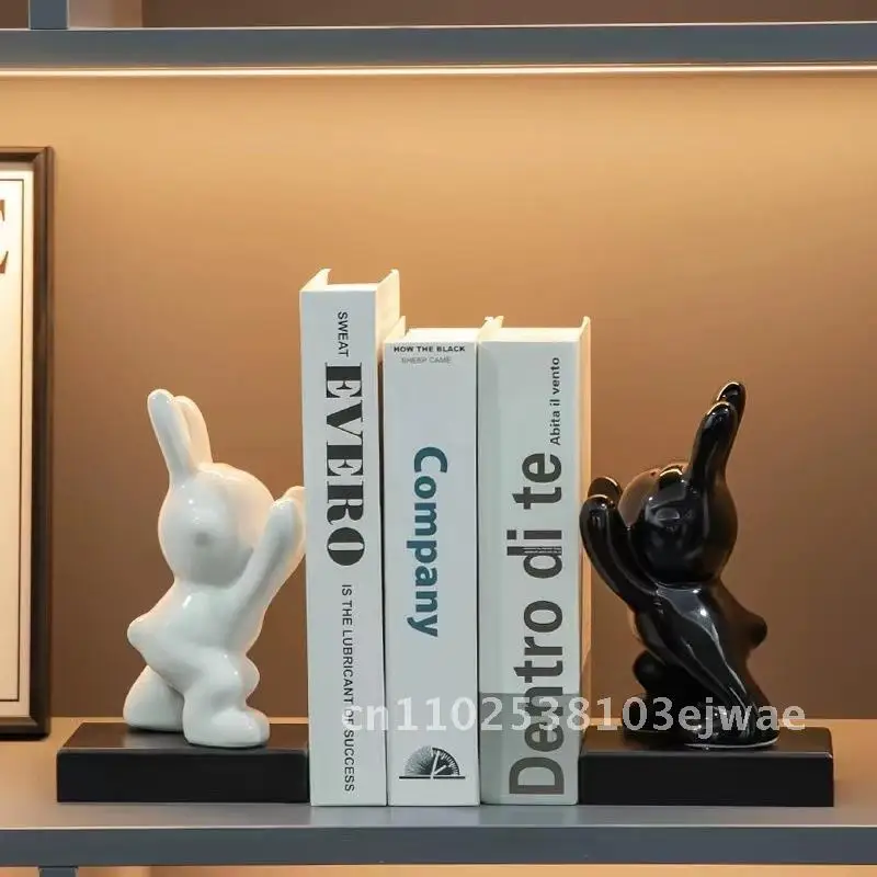 

Креативный подставка для книг с кроликом, керамические украшения, украшения для винного шкафа для дома, гостиной, входа, книжный шкаф, рабочий стол