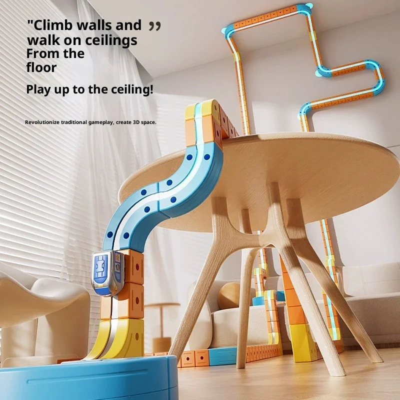 قطار المسار المغناطيسي الكهربائي للأطفال لعبة مونتيسوري لتقوم بها بنفسك مسارات البناء المغناطيسية غير التحكم عن بعد نموذج سيارة التعلم مجموعة #3