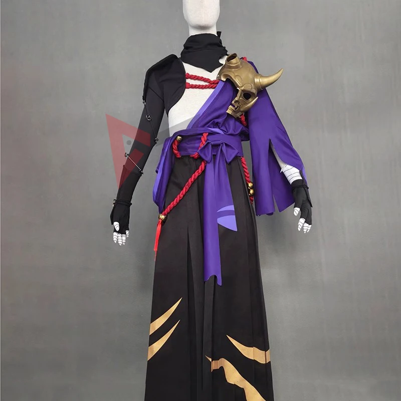 

New Anime Ninja Cosplay Costume Wandering Warrior Obitong Shirt Kimono Pants Mask Set For Game Party Halloween Adult Plus Size
