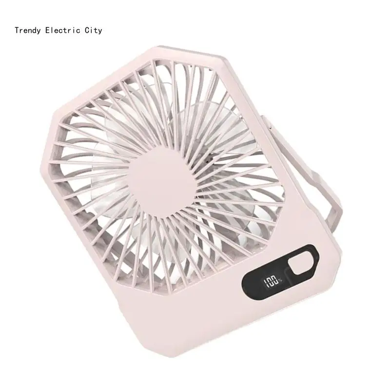 R9CD 3 Speed Foldable Desk Fan Rechargeable 2600mah Fan with Digital Display USB Fan