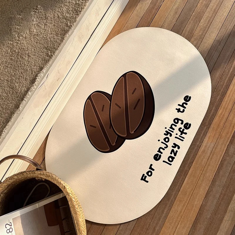 Printing Coffee Bean Bathroom Mat Cuttable Rubber Bathmat Soft Bedroom Carpet Area Floor Pad Doormat Aesthetic Home Decor