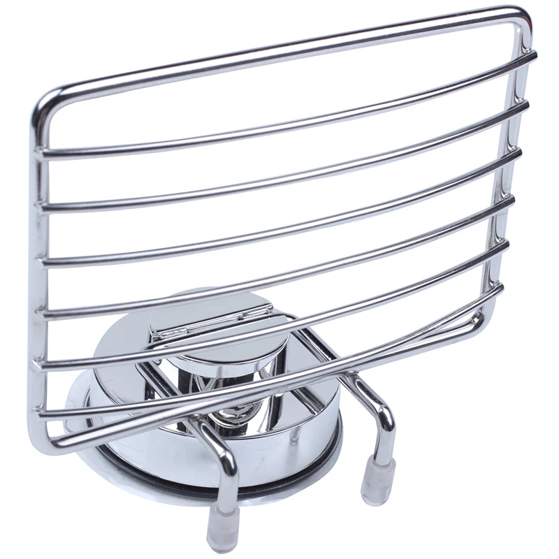 PORK-Super Powerful Vacuum Suction Stainless Steel Soap Dish Sponge Holder With Locking Suction Bathroom & Kitchen Accessory (So