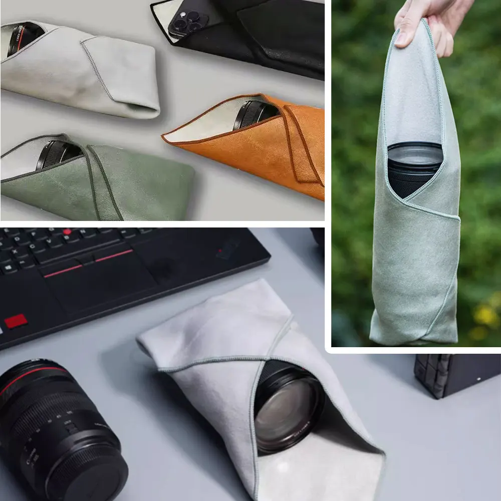 Folding Cloth Self-adhesive Cosmetics Storage Bag Plush Anti Scratch Photography Camera Protective Wrap Soft Wrapping Cloth